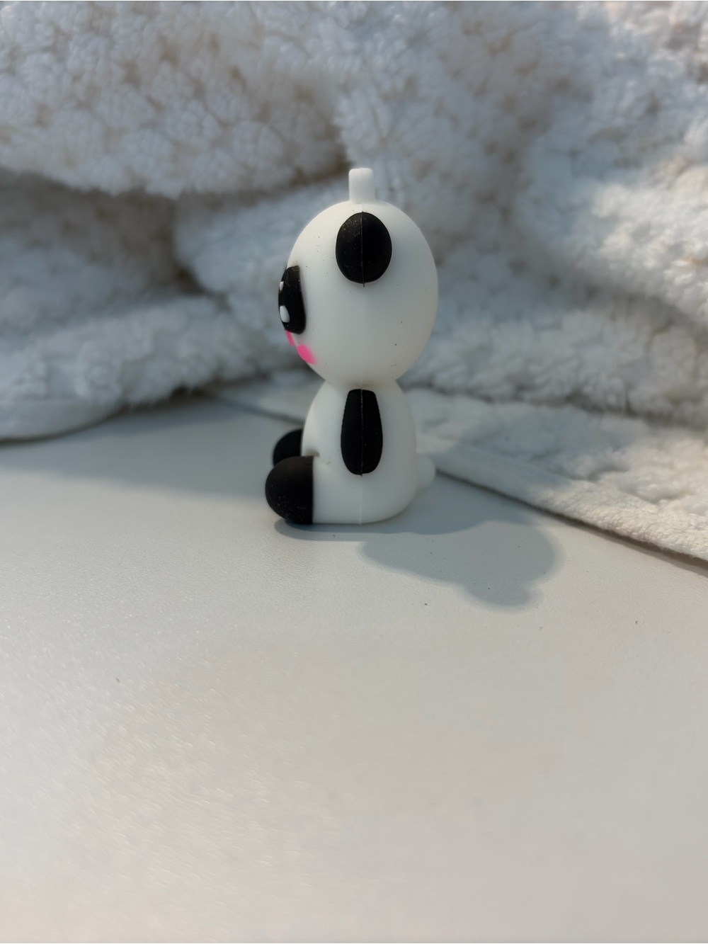 Cute Panda Keychain Charm - Black & White with Pink Cheeks - Picture 2 of 5